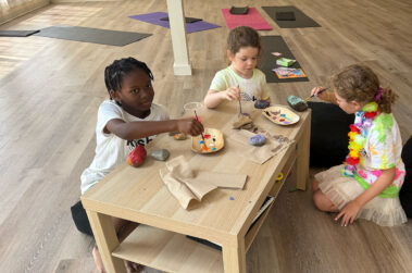Kids doing art as part of Kosha Kids at Kosha Yoga in Canton CT